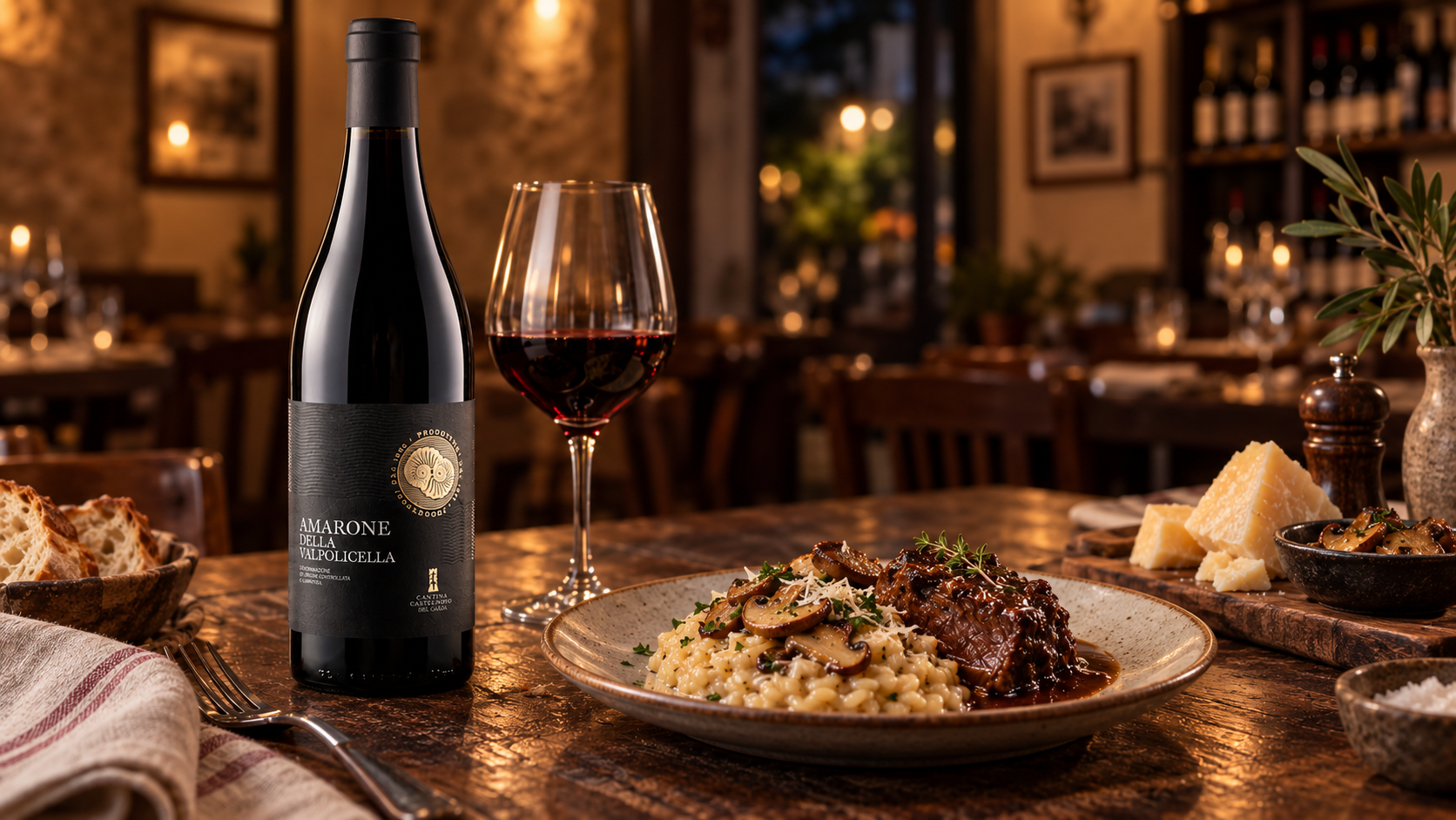 editorial de harmoniza&ccedil;&atilde;o do Amarone com carnes, risoto, queijos e cogumelos